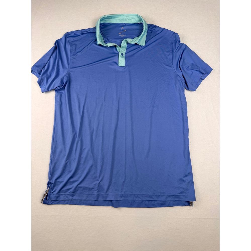 Head Golf Mens XXL Blue Polo Shirt Short Sleeve Performance Activewear Aqua Trim